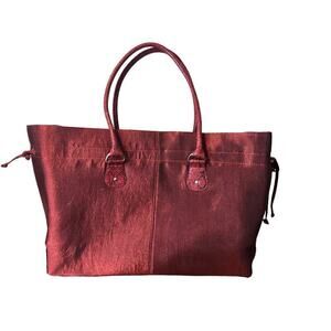 Queen by Queen Latifah large tote bag red with faux snake skin trim